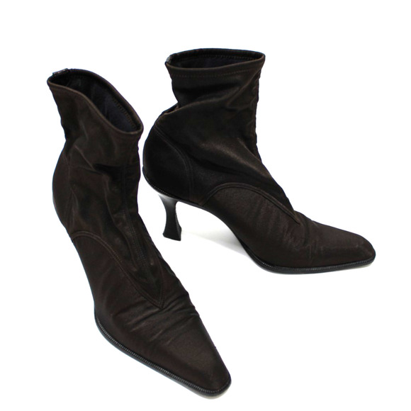 Sergio Rossi US 9 EU 39.5 Women's Brown Metallic Ankle Boots Booties Pointy - Picture 2 of 11